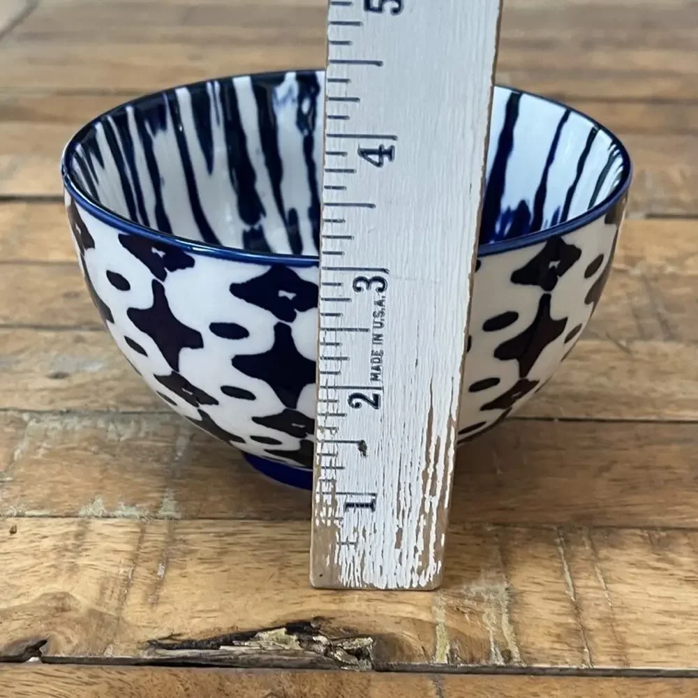 West Elm Indigo Tie Dye Ceramic Bowl 5